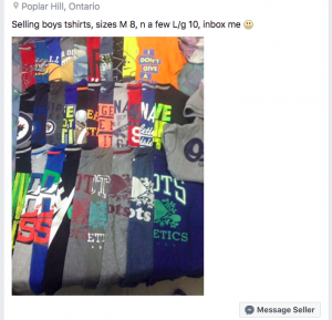 Shirts for sale on Facebook